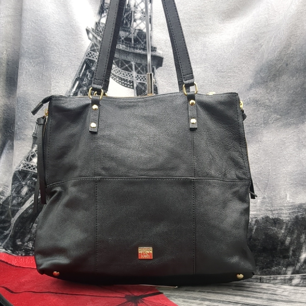 KOOBA Everette Black Large Leather Tote Bag